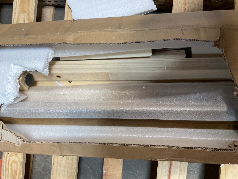 Photo 1 of **MISSIING BED SUPPORTS FROM BED TO FLOOR** Modway Runa Wood King Platform Bed in French Oak - Minimalist King Size Bed Frame with Wood Slat Support - No Box Spring Needed