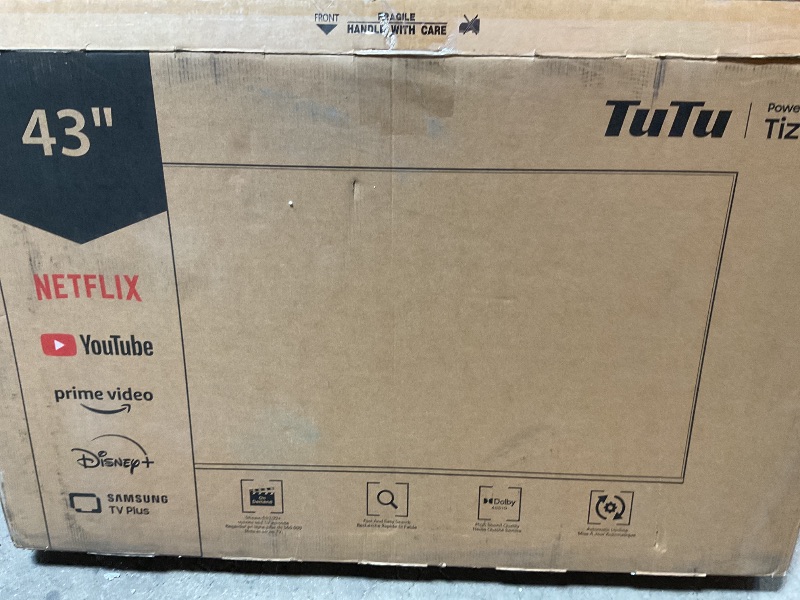 Photo 1 of **FOR PARTS ONLY/SCREEN NON-FUNCTIONAL** 43 Inch 4K UHD LED Smart TV with Tizen OS TV Compatible HDR 10, MEMC, Dolby Audio, Voice Remote, WiFi, Bluetooth, Streaming Television(2025 Model)