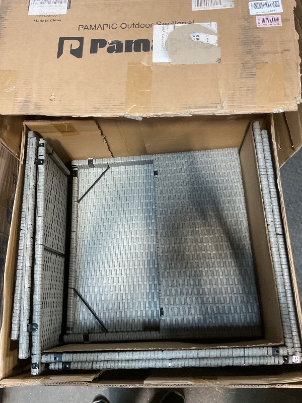 Photo 1 of ****PARTIAL SET PART LISTING****Pamapic 7-Piece Outdoor Sectional Furniture Set, All-Weather Wicker Patio Sofa with Washable Cushions, Gray Waterproof Rattan Conversation Set for Backyard, Poolside, Garden (Gray Cushions)