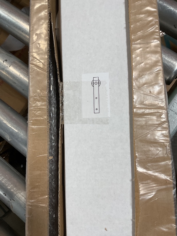 Photo 1 of **HARDWARE ONLY/ NO DOOR** SmartStandard 36x84 inch White Barn Door with 6.6FT Brushed Nickel Sliding Door Hardware Track Kit Included, Solid MDF Slab, Waterproof PVC Surface, 5-Panel, Suitable for Openings up to 34in x 82in