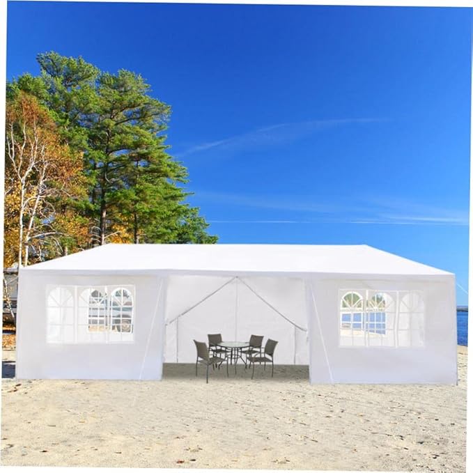 Photo 1 of 10'x30' Outdoor Party Tent with 8 Removable Sidewalls, Waterproof Canopy Patio Wedding Gazebo, White
