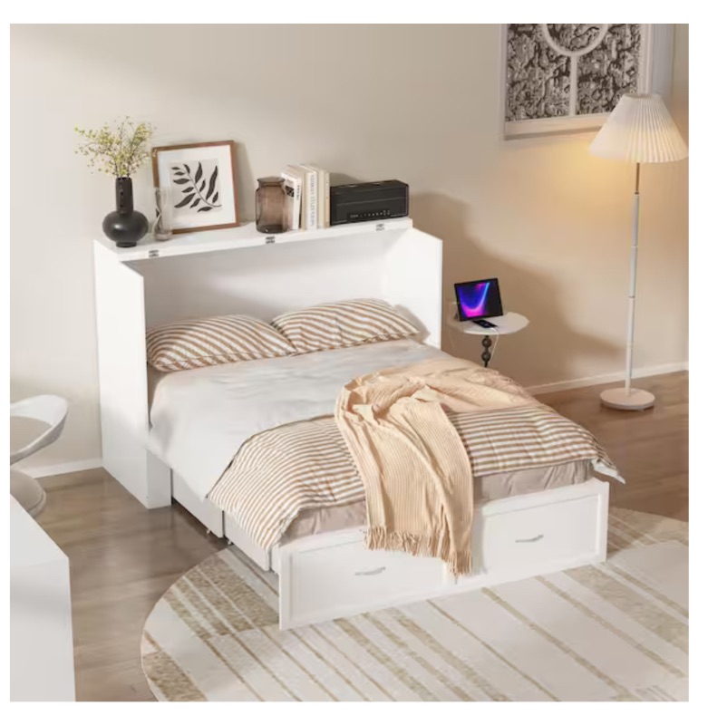 Photo 1 of ****FOR PARTS**** White Wood Frame Full Size Bed Murphy Bed