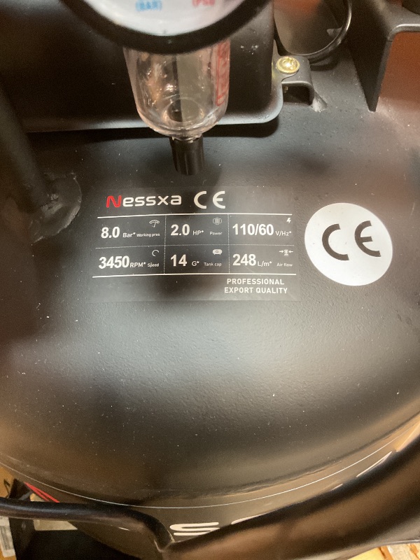 Photo 1 of 14 Gallon Ultra Quiet Air Compressor with 2 Quick Couplers 2HP 8.75 CFM, Max 115 PSI Pressure Oil-Free Air Compressor Tank, 70dB Quiet Compressor for Auto Repair, Tire Inflation 110V/60hz