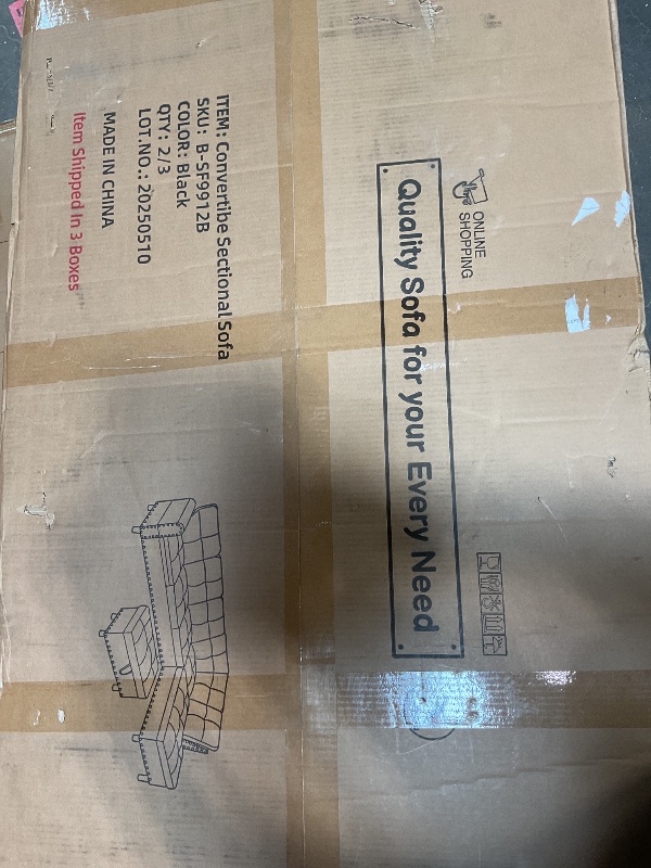 Photo 1 of ****PARTIAL SET****GlasFlength Sectional Couches for Living Room, Convertible 4 Seat Modular Sectional Sofa Set for Living Room, L Shaped Couch or U Shaped Couch with Storage Ottoman for Apartment, Leather Black