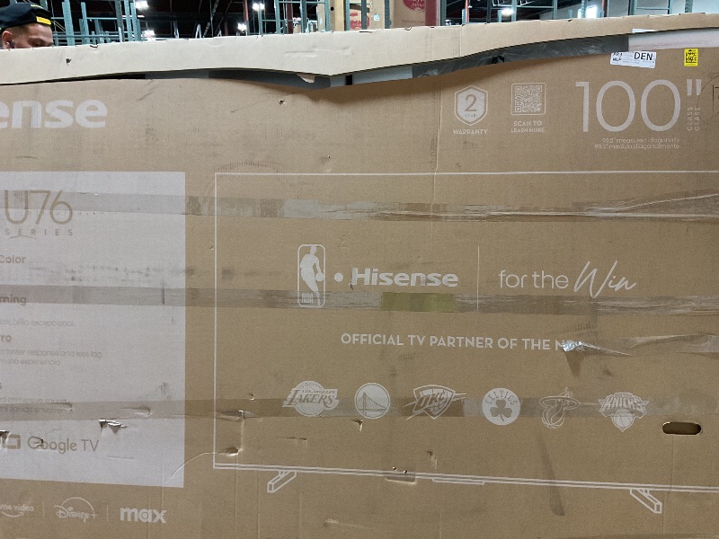 Photo 1 of ****DAMAGED BROKEN TELEVISION SCREEN PARTS ONLY***** Hisense 100-Inch Class U7 Series ULED 4K UHD Google Smart TV (100U76N, 2024 Model) - QLED, Native 144Hz, Motion Rate 480, Dolby Vision, Full Array Local Dimming, Game Mode Pro, Alexa Compatibility