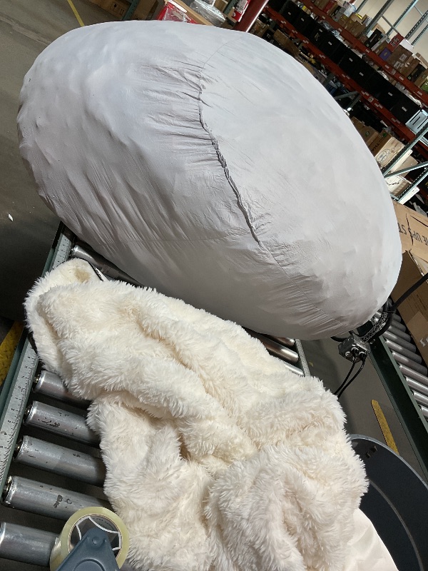 Photo 1 of *not in original box**Hobestluk Bean Bag Chairs Beanbag Chair with Filler Adult Bean Bags with Fluffy Ripple Cover, Giant Bean Bag Chairs for Adults (White, 6FT - 70" x 70" x 15")