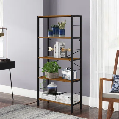 Photo 1 of *unknown size*Book case Wooden shelf with metal bars 
