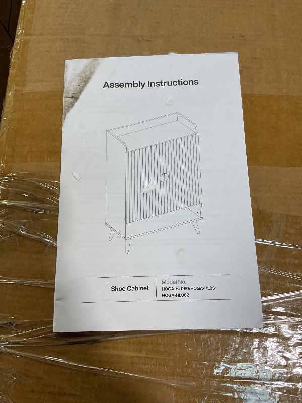 Photo 1 of *hardware missing*Tribesigns Shoe Cabinet with Doors, 6-Tier Shoe Storage Cabinet with Adjustable Shelves, Wooden Shoes Rack Shoe Storage Organizer for Entryway, Hallway, Closet, Living Room, White & Gold