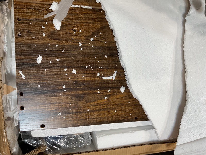 Photo 1 of 63-Inch Long Console Table, Rustic Wood Entryway Table with 6 Storage Cubes, Industrial Narrow Sofa Table Behind Couch Table for Living Room, Hallway