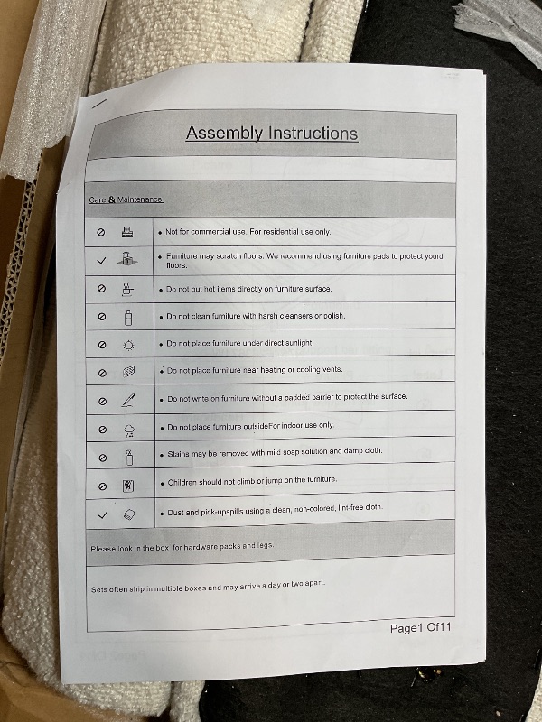 Photo 1 of ******PARTIAL SET/ BOX 1 OF 2***** Ball & Cast King Upholstered Bed Frame with Premium Boucle Fabric & Thick Headboard,Steel Reinforced Support,Platform Bed with Wood Slats Support,No Box Spring Needed, White