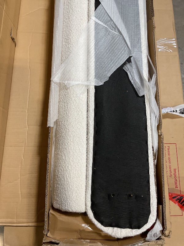 Photo 1 of ******PARTIAL SET/ BOX 1 OF 2***** Ball & Cast King Upholstered Bed Frame with Premium Boucle Fabric & Thick Headboard,Steel Reinforced Support,Platform Bed with Wood Slats Support,No Box Spring Needed, White