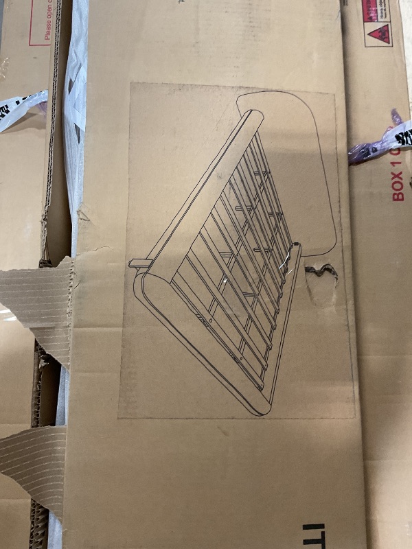 Photo 1 of ******PARTIAL SET/ BOX 1 OF 2***** Ball & Cast King Upholstered Bed Frame with Premium Boucle Fabric & Thick Headboard,Steel Reinforced Support,Platform Bed with Wood Slats Support,No Box Spring Needed, White