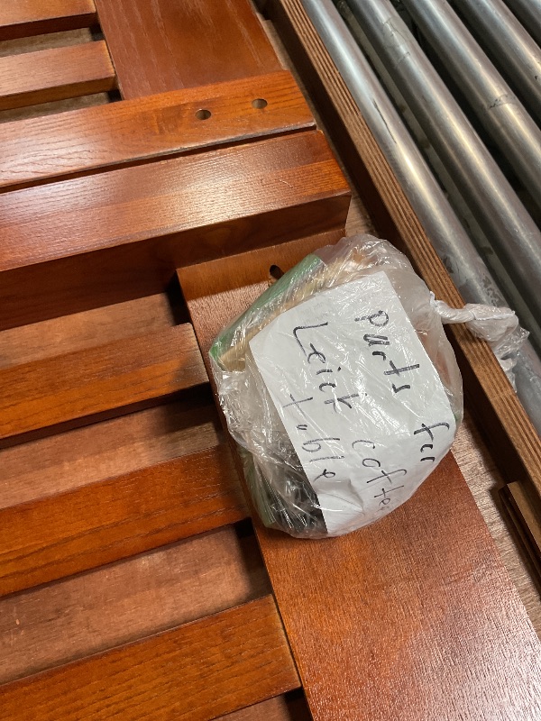 Photo 1 of **HAS VERY DAMAGED STICKY TABLETOP** Leick Home Mission Impeccable Wood 2-Drawer Coffee Table with Shelf, Medium Oak