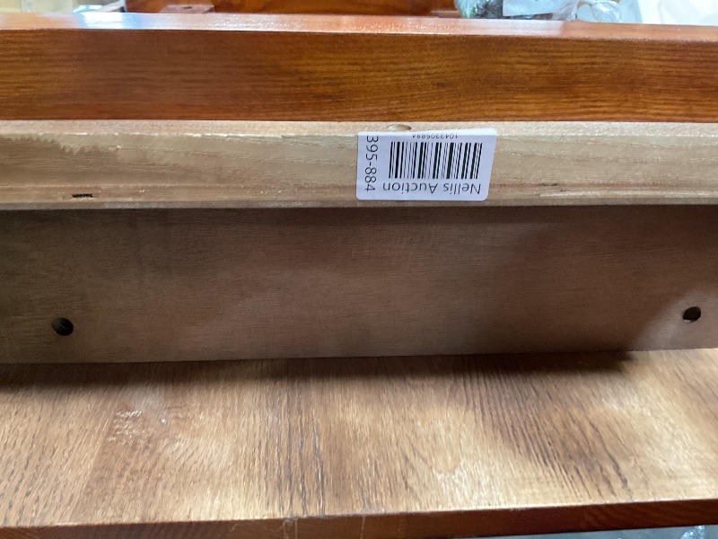 Photo 1 of **HAS VERY DAMAGED STICKY TABLETOP** Leick Home Mission Impeccable Wood 2-Drawer Coffee Table with Shelf, Medium Oak