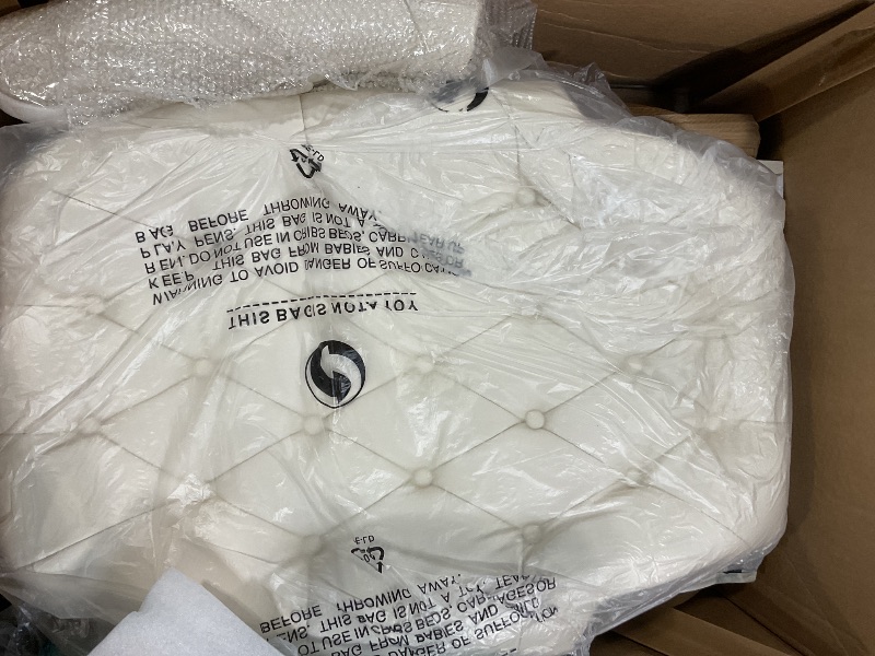 Photo 1 of **MISSING ASSEMBLY PIECES** Flash Furniture Hansel High Back Traditional Tufted White LeatherSoft Multifunction Executive Swivel Ergonomic Office Chair with Arms