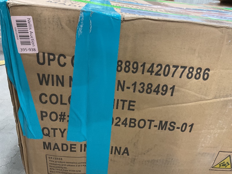 Photo 1 of **MISSING ASSEMBLY PIECES** Flash Furniture Hansel High Back Traditional Tufted White LeatherSoft Multifunction Executive Swivel Ergonomic Office Chair with Arms