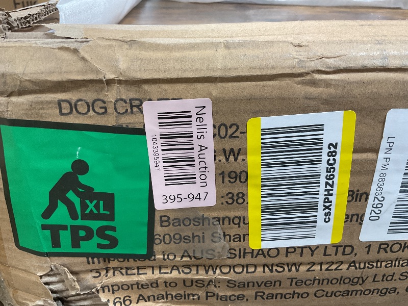 Photo 1 of ** FOR PARTS/HAS DAMAGES/MISSING ASSEMBLY HARDWARE** VEVOR Dog Crate Furniture, 38.6 inch Wooden Dog Crate with Double Doors, Heavy-Duty Dog Cage End Table with Multi-Purpose Removable Tray, Modern Dog Kennel Indoor for Dogs up to 70lb, Rustic Brown