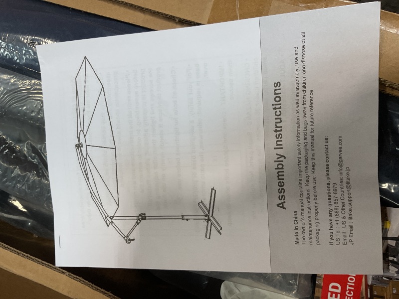 Photo 1 of 10 FT Patio Cantilever Umbrella, Outdoor Offset Umbrella with Easy Tilt Adjustment, 8 Ribs, UV Protection for Backyard, Lawn, Garden and Poolside, Navy Blue