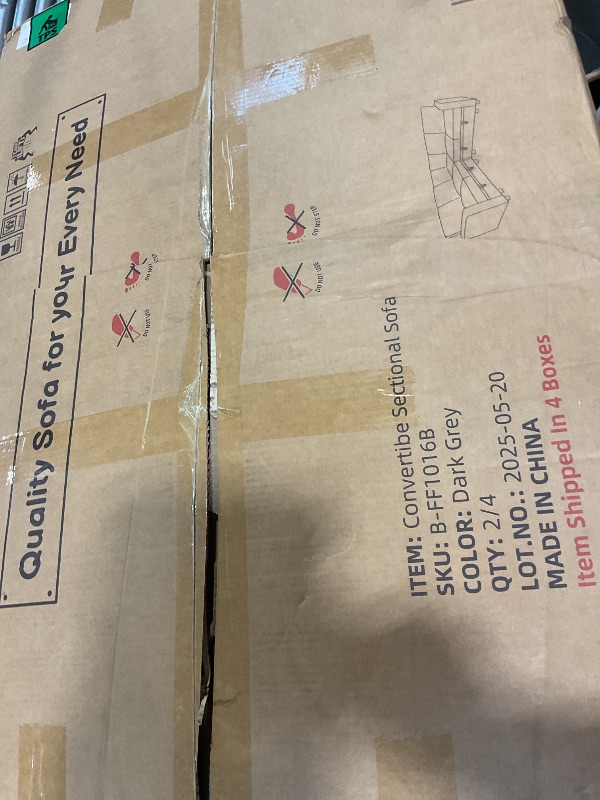 Photo 1 of ****PARTIAL SET BOX IS MARKED AS 2 of 4**** ChicFurnit 83" Pull Out Sleeper Couch with Storage Chaise, Couch, Sofa Bed, Convertible L Shaped Sofa for Living Room, Apartment, Black Grey