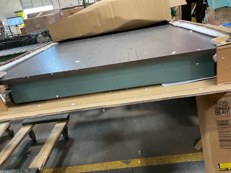 Photo 1 of *missing chairs*1of2 FULife 59" Mid-Century Dining Set for 6, Retro Castle 6-Piece Wooden Table with Storage Drawer, Upholstered Chairs, and Bench for Kitchen Living Room, Restaurant, Apartment, and Bistro, Antique Blue