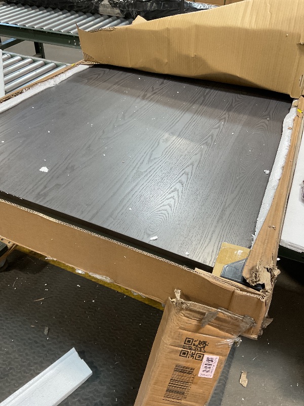 Photo 1 of *missing chairs*1of2 FULife 59" Mid-Century Dining Set for 6, Retro Castle 6-Piece Wooden Table with Storage Drawer, Upholstered Chairs, and Bench for Kitchen Living Room, Restaurant, Apartment, and Bistro, Antique Blue