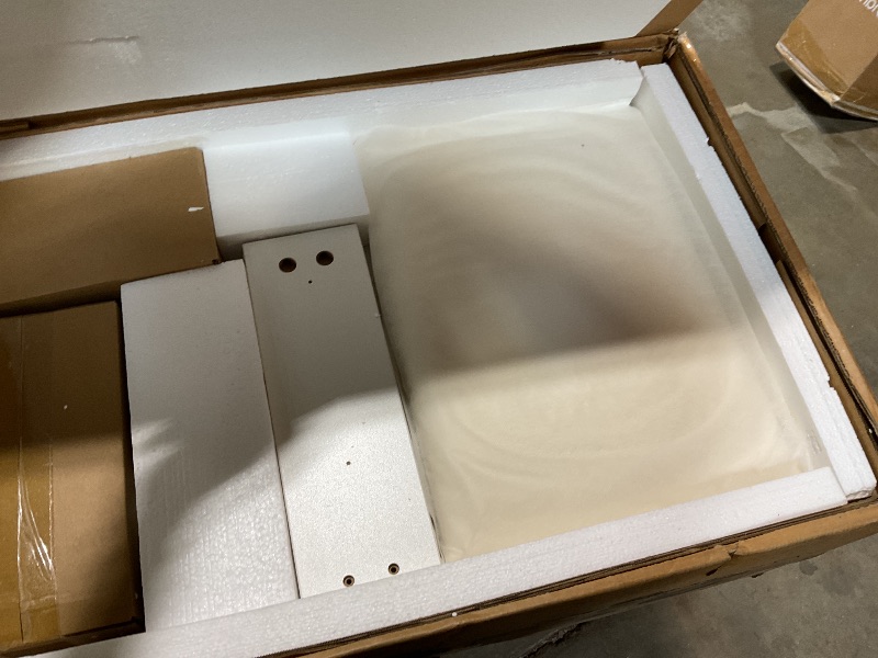 Photo 1 of **SELLING FOR,PARTS AS PARTIAL SET. MISSING MIRROR. ONE BOX OF TWO**Pamapic Glass Top Vanity Desk with Mirror and Lights, 11 Drawers Makeup Vanity with Charging Station and Chair, Golden Handles Dressing Table, 3 Lighting Modes Makeup Table, White