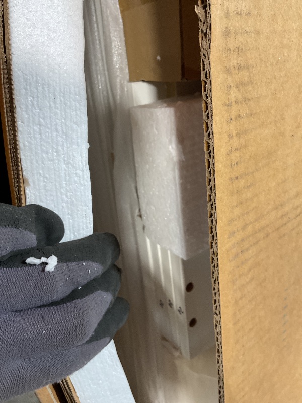 Photo 1 of **SELLING FOR,PARTS AS PARTIAL SET. MISSING MIRROR. ONE BOX OF TWO**Pamapic Glass Top Vanity Desk with Mirror and Lights, 11 Drawers Makeup Vanity with Charging Station and Chair, Golden Handles Dressing Table, 3 Lighting Modes Makeup Table, White