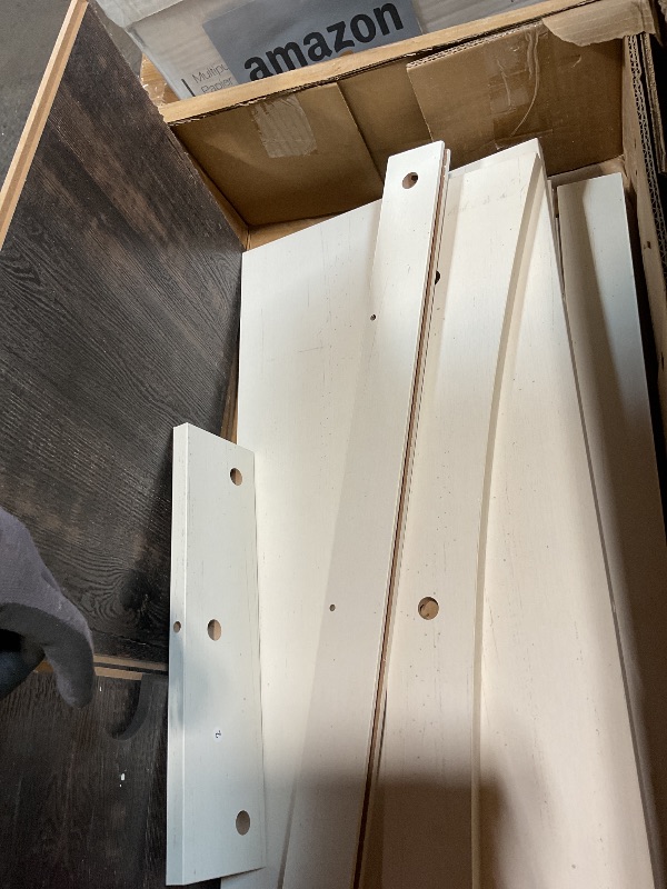 Photo 1 of **SELLING FOR PARTS AS PARTIAL SET. ONE BOX OF TWO**GarveeHome Coffee Bar Cabinet with LED Lights 72 in Tall Buffet Cabinet with Storage Farmhouse Kitchen Sideboard Tall Coffee Hutch with Microwave Stand/Wine Rack/Glass Shelf Dining Room (White)