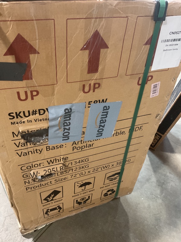 Photo 1 of **SELLING FOR PARTS. MAJOR DAMAGE TO SIDE WALL**Deer Valley 72'' Bathroom Vanity with Double Sink Top, Pre-Assembled Modern Wood Bathroom Cabinet Sink Combo with Backsplash, Soft Closing Doors, Multifunctional Storage Space Vanity (White)