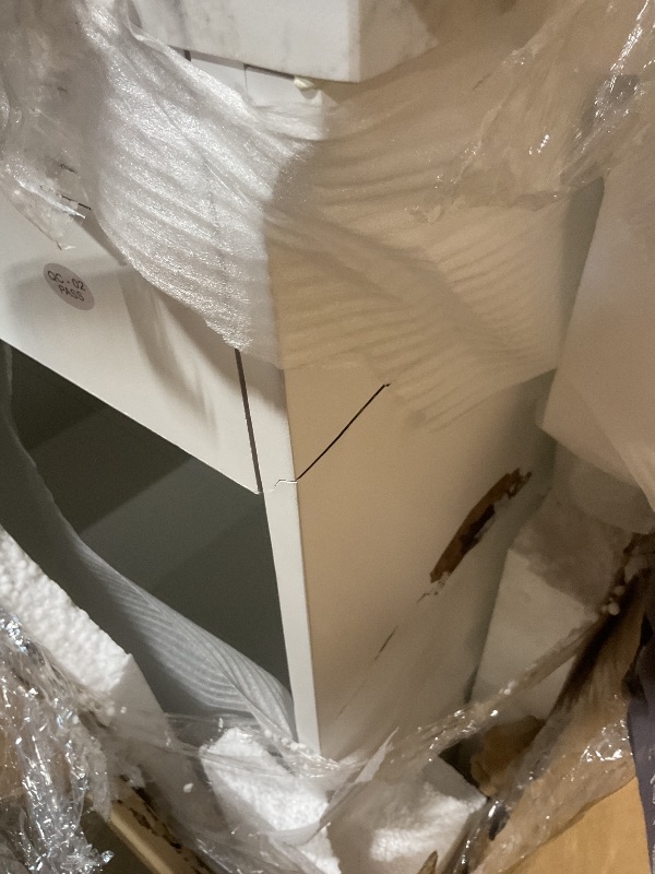 Photo 1 of **SELLING FOR PARTS. MAJOR DAMAGE TO SIDE WALL**Deer Valley 72'' Bathroom Vanity with Double Sink Top, Pre-Assembled Modern Wood Bathroom Cabinet Sink Combo with Backsplash, Soft Closing Doors, Multifunctional Storage Space Vanity (White)