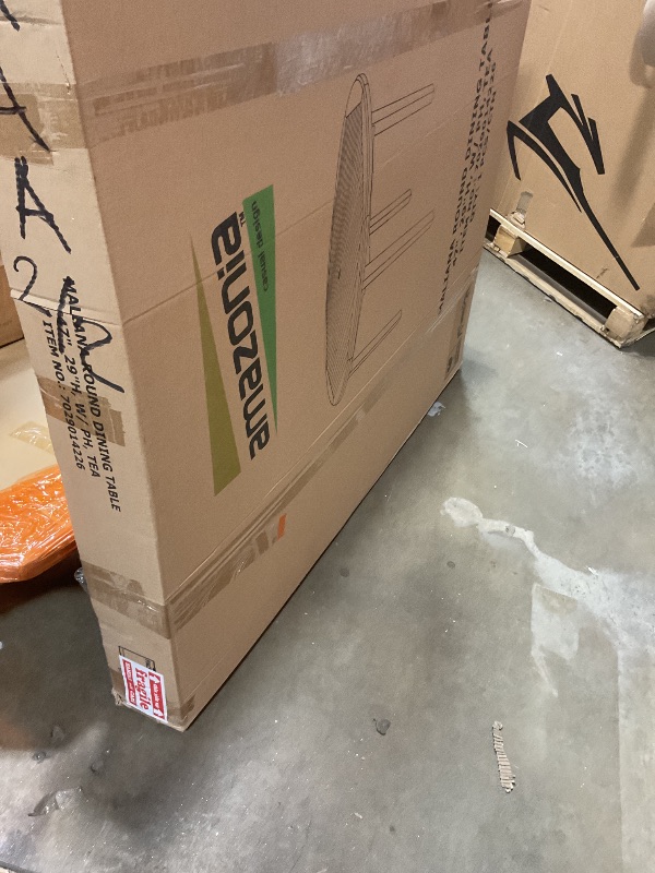 Photo 1 of **2 BOXES**Amazonia Colorado 5-Piece Outdoor Round Table Dining Set with Cushions | Certified Teak | Ideal for Patio and Indoors, 47Lx23Wx36H, Brown