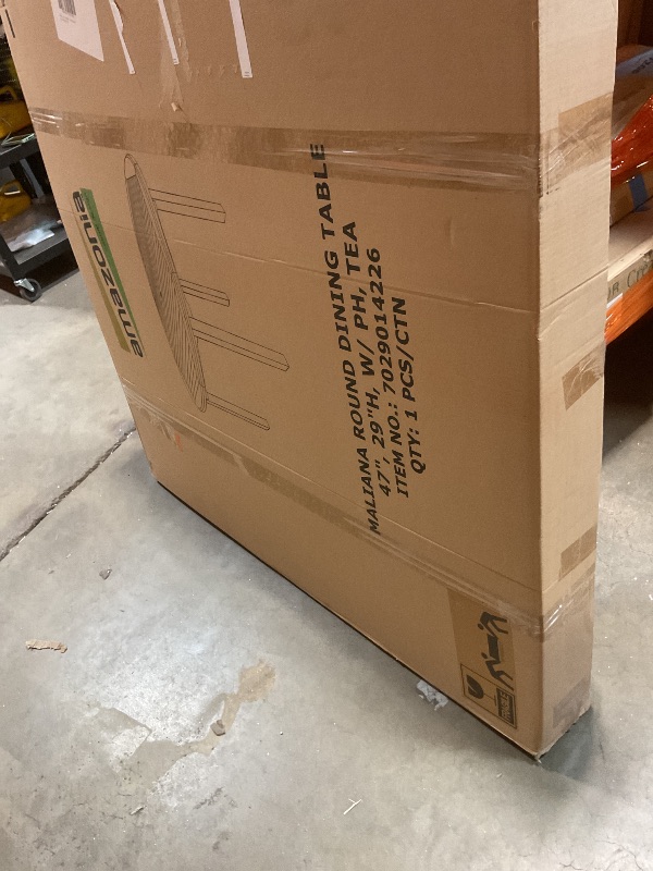 Photo 1 of **2 BOXES**Amazonia Colorado 5-Piece Outdoor Round Table Dining Set with Cushions | Certified Teak | Ideal for Patio and Indoors, 47Lx23Wx36H, Brown