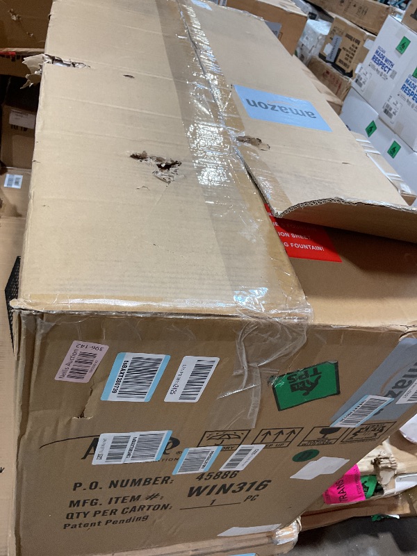 Photo 1 of **CONDITION BAD**Alpine Corporation WIN316 40" Floor Fountain – 4-Tiered Rock Water Feature with Cascading Streams & White LED Lights – Tranquil Outdoor Décor for Garden, Patio, Yard, Deck, or Porch, Light Gray