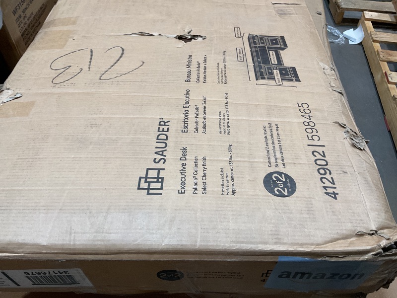 Photo 1 of **2 BOXES**Sauder Palladia Executive Desk, L: 65.12" x W: 29.53" x H: 29.61", Select Cherry