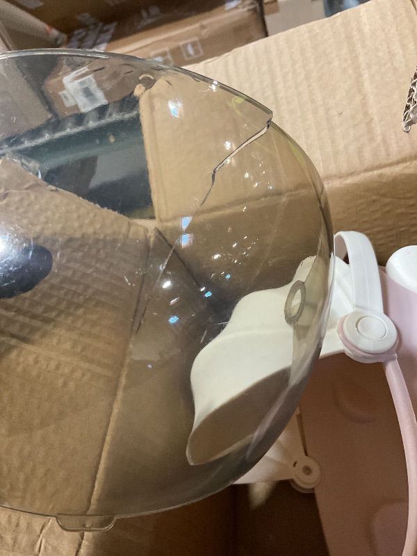 Photo 1 of **COVER IS CRACKED**Exquisite Accessories for LABUBU, Portable Circular Vinyl Plush Doll Crib for 17cm Figures – Breathable & Safe Design with Tilting Lid + 4-Wheel Base – Travel & Display Storage for Collectibles (Pink)