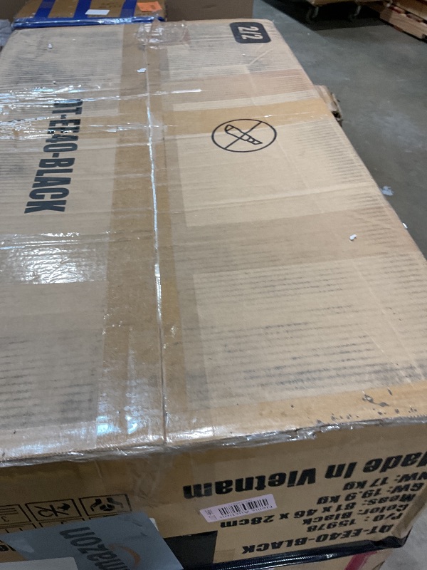 Photo 1 of **ONE FRAME SCRAPED**FDW 5-Piece Dining Table Set Black Glass Kitchen Table with 4 Upholstered Chairs and Faux Leather Cushions Space-Saving and Modern Design for Dining Room