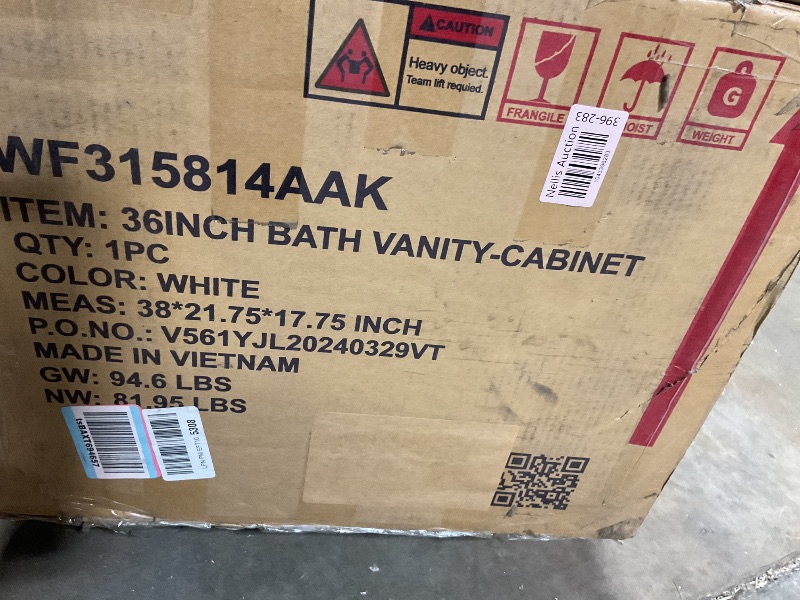 Photo 1 of **SELLING FOR PARTS AS PARTIAL SET. ONE BOX OF TWO **Merax Modern 36'' Bathroom Vanity with Single Sink Combo, Solid Wood Bathroom Storage Cabinet with 4 Drawers & 2 Doors, Freestanding Vanities Set with Adjustable Shelf White