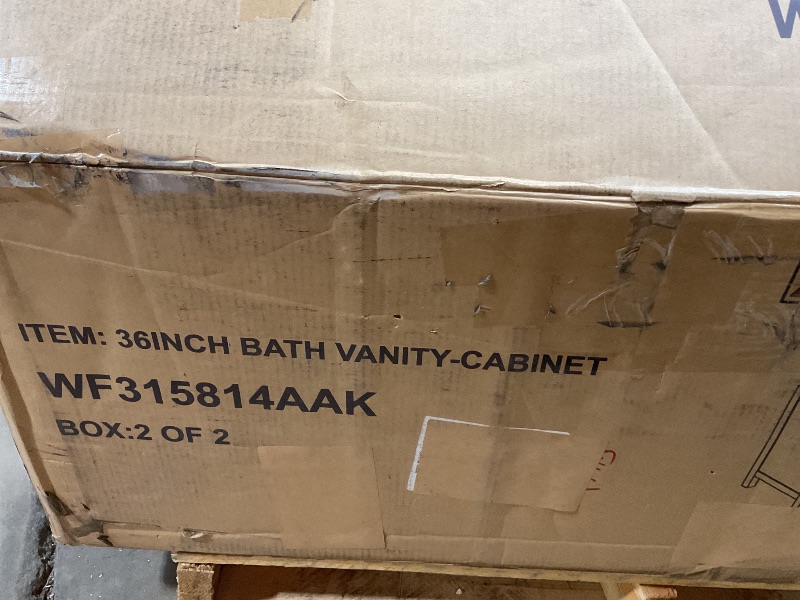 Photo 1 of **SELLING FOR PARTS AS PARTIAL SET. ONE BOX OF TWO **Merax Modern 36'' Bathroom Vanity with Single Sink Combo, Solid Wood Bathroom Storage Cabinet with 4 Drawers & 2 Doors, Freestanding Vanities Set with Adjustable Shelf White
