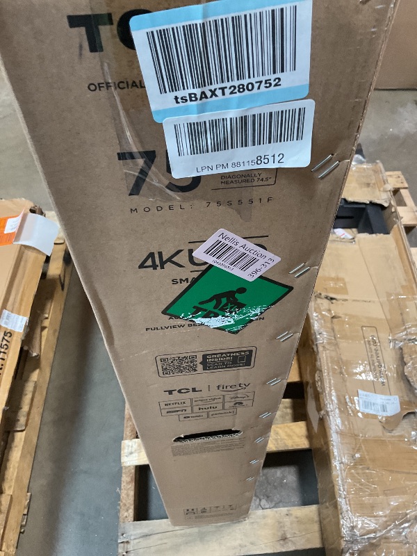Photo 1 of **MAJOR DAMAGE TO SCREEN. SELLING FOR PARTS**TCL 75-Inch Class S5 UHD 4K LED Smart TV with Fire TV (75S551F, 2024 Model), Dolby Vision, HDR PRO+, Dolby Atmos, Alexa Built-in with Voice Remote, Apple AirPlay 2 Compatibility, Streaming Television