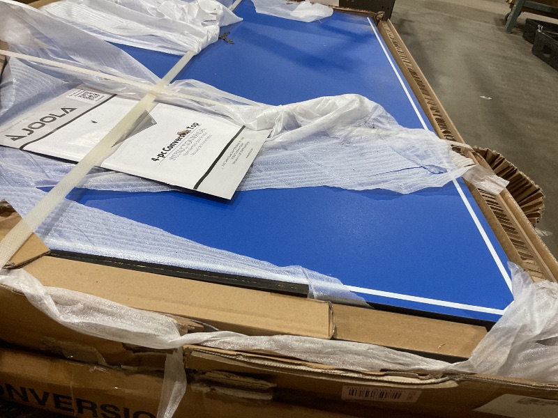 Photo 1 of **SCRAPES BY HINGE**JOOLA Tetra - 4 Piece Ping Pong Table Top for Pool Table - Includes Ping Pong Net Set - Full Size Table Tennis Conversion Top for Billiard Tables - Easy Assembly & Compact Storage - Incl. Foam Backing