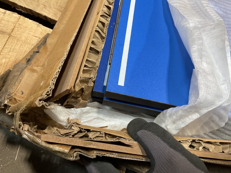 Photo 1 of **2 CORNERS DAMAGED **JOOLA Tetra - 4 Piece Ping Pong Table Top for Pool Table - Includes Ping Pong Net Set - Full Size Table Tennis Conversion Top for Billiard Tables - Easy Assembly & Compact Storage - Incl. Foam Backing