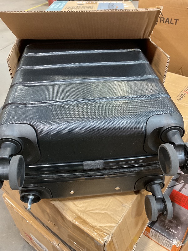 Photo 1 of **MISSING A WHEEL**Sweetcrispy Carry on Luggage,Hard Shell Expandable Double Spinner Rolling Wheels Suitcase,TSA Lock, Charcoal Black, 21 Inch