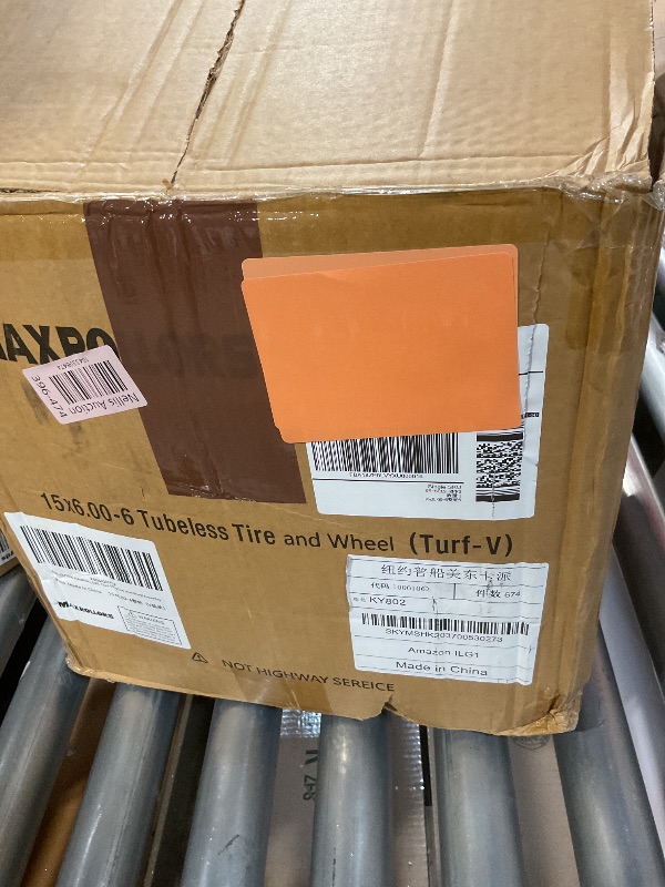 Photo 1 of (2 Pack) MAXROLLORS 15x6.00-6 Front Tire and Wheel Assemblies Tubeless, 15x6-6 Replacement Compatible with John Deere 100 and D100 Series Riding Mowers, 3/4" Bearings, 3" Offset Hub, 4-Ply