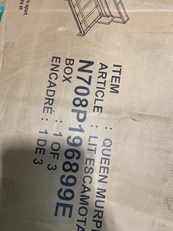 Photo 1 of **SELLING FOR PARTS AS PARTIAL SET. ONE BOX OF THREE**Merax Murphy Bed Queen Size with Desk, Wood Folding Wall Bedframe with Smooth Hydraulic Lift, for Small Bedroom, Guest Room, Home Office, Grey