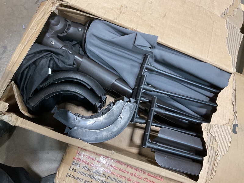 Photo 1 of **MINOR USE WEAR**wikiwiki 10ft Patio Umbrella with Base Included, Outdoor Offset Cantilever Umbrella, Infinite Tilt, Crank and Cross Base, Dark Gray