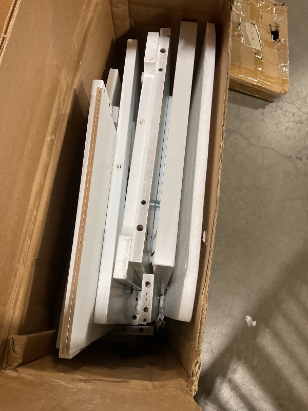 Photo 1 of **CRACKED PIECE**Dog Feeding Station with 2 Elevated Bowls,Hidden Pet Feeder Station with Tilt Out Dog Food Storage Cabinet,Dog & Cat Storage Organizer with Drawer,White