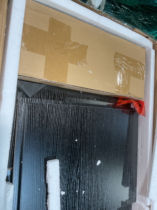 Photo 1 of **FOR PARTS HAS DAMAGES PIECE(S)** Sweetcrispy TV Stand for 55 60 inch TV, Modern Mid Century Entertainment Center with Storage, Media Console Table 2 Cabinet, Soft Hinge, Handle Door, Wooden Living Room, Office Furniture, Pure Black