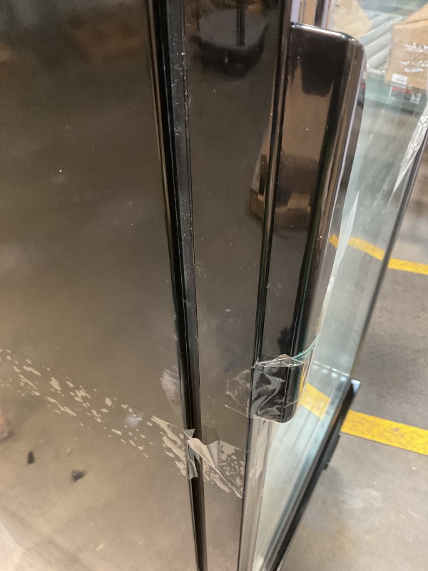 Photo 1 of **DENTS. BEND. DIRT**Tylza Commercial Refrigerator with Glass Door Display Beverage Fridge, 350L Upright Beverage Cooler Merchandiser with Rebound Door, Fast Cooling, Low Noise, Black