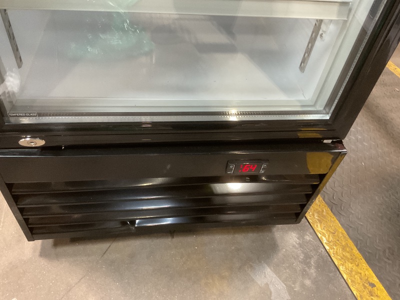 Photo 1 of **DENTS. BEND. DIRT**Tylza Commercial Refrigerator with Glass Door Display Beverage Fridge, 350L Upright Beverage Cooler Merchandiser with Rebound Door, Fast Cooling, Low Noise, Black