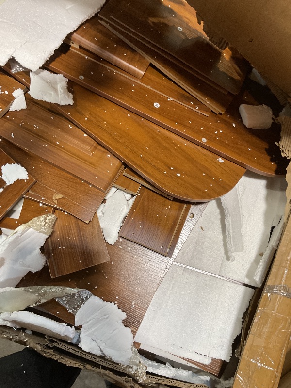 Photo 1 of **DAMAGE TO CORNERS**Arulvmrn 43" Makeup Vanity Desk with Mirror and Lights, & Power Outl, Glass Top Big Vanity Table with 9 Drawers& 8 Storage Shelves, Dressing Table Set with Chair for Bedroom, Brown